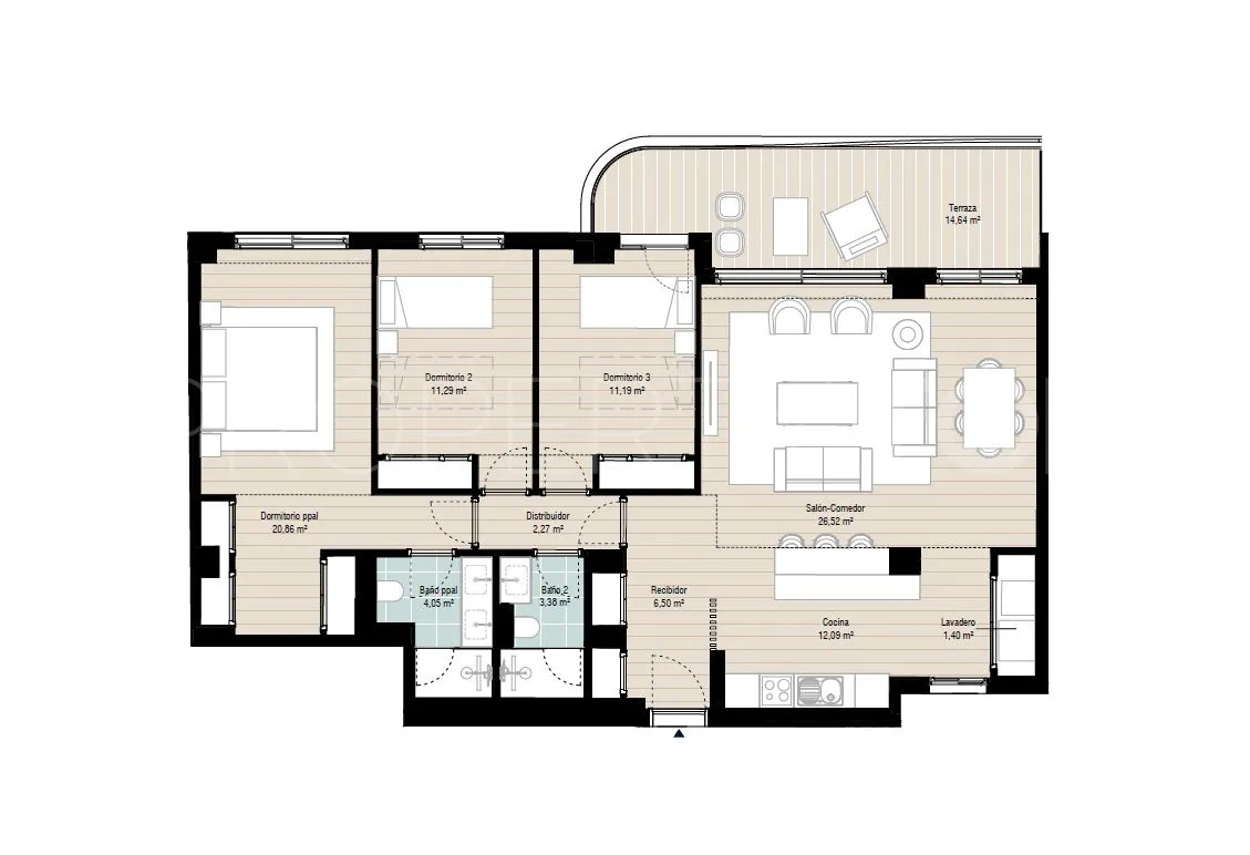 Comprar apartamento de 3 dormitorios en San Pedro de Alcantara