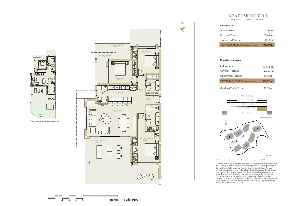 Apartamento planta baja en venta de 3 dormitorios en Estepona